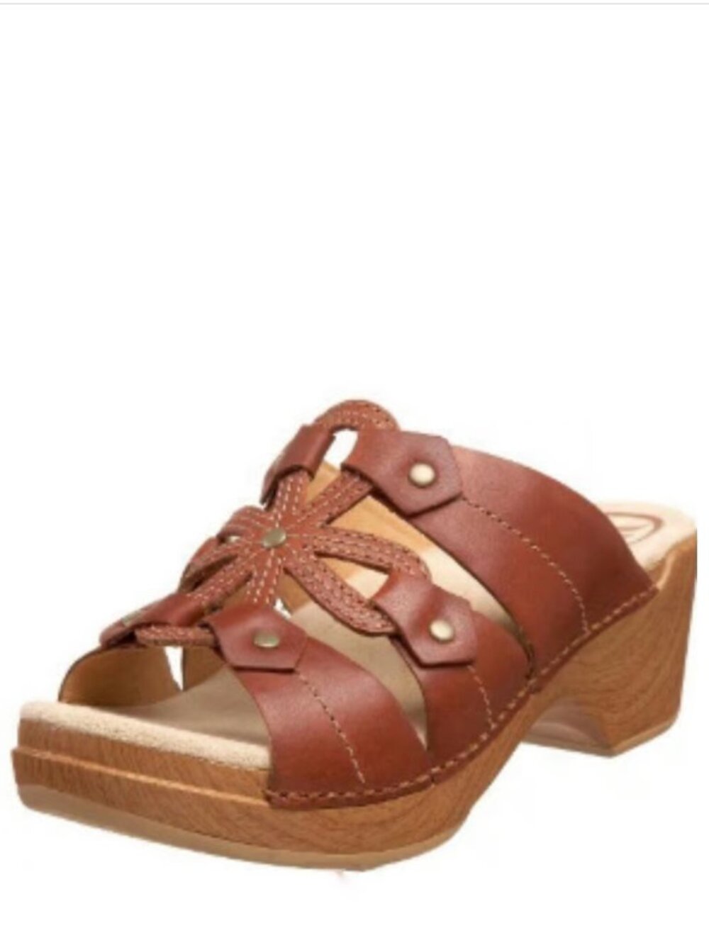 Dansko Serena Waxy Brown Leather Clog Slide Sandal Size EU 40 US 9.5 -10